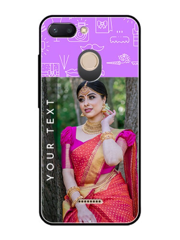 Custom Redmi 6 Custom Glass Mobile Case  - Birthday Icons Design
