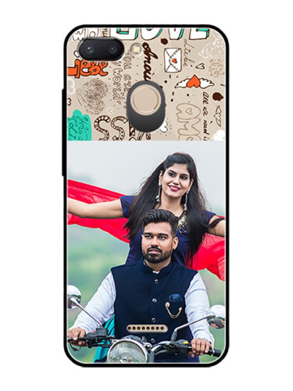 Custom Redmi 6 Custom Glass Phone Case  - Love Doodle Pattern 