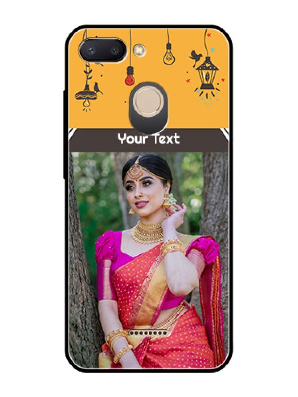 Custom Redmi 6 Custom Glass Mobile Case  - with Family Picture and Icons 