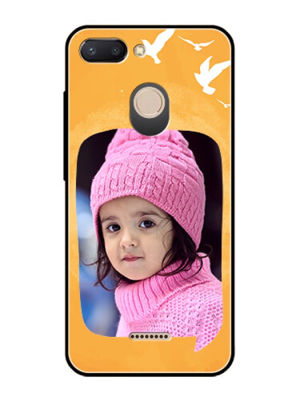Custom Redmi 6 Personalized Glass Phone Case  - Water Color Design with Bird Icons