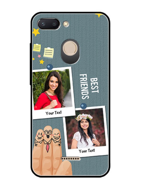 Custom Redmi 6 Personalized Glass Phone Case  - Sticky Frames and Friendship Design