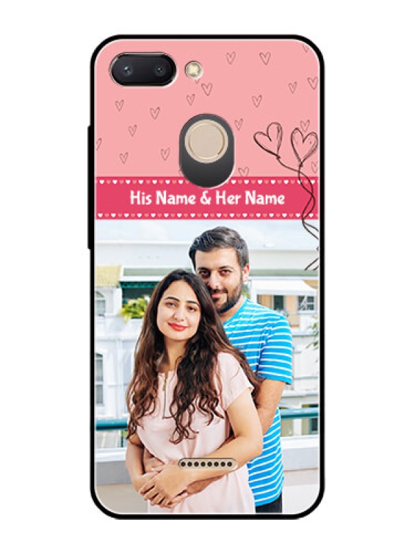 Custom Redmi 6 Personalized Glass Phone Case  - Love Design Peach Color