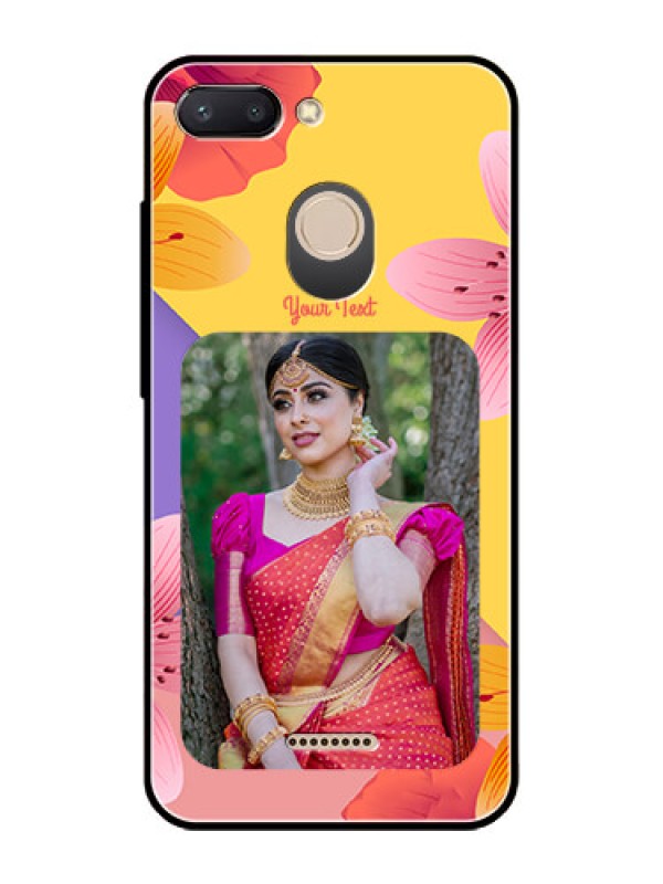 Custom Redmi 6 Custom Glass Mobile Case  - 3 Image With Vintage Floral Design