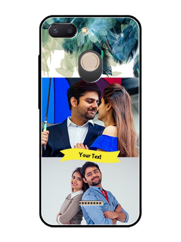 Custom Redmi 6 Personalized Glass Phone Case  - Image with Boho Peacock Feather Design