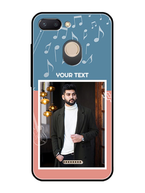 Custom Redmi 6 Photo Printing on Glass Case  - with Color Musical Note Design