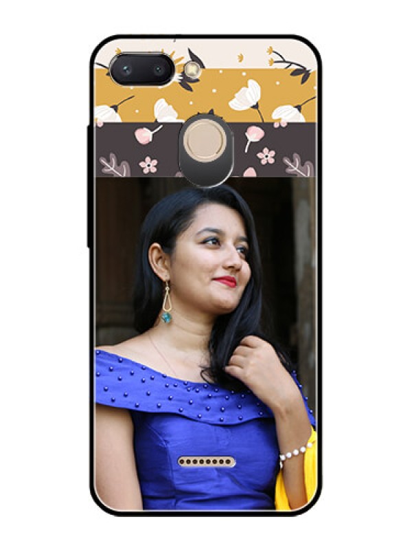 Custom Redmi 6 Custom Glass Phone Case  - Stylish Floral Design