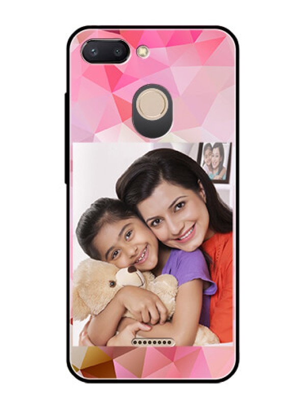 Custom Redmi 6 Photo Printing on Glass Case  - Abstract Triangle Design