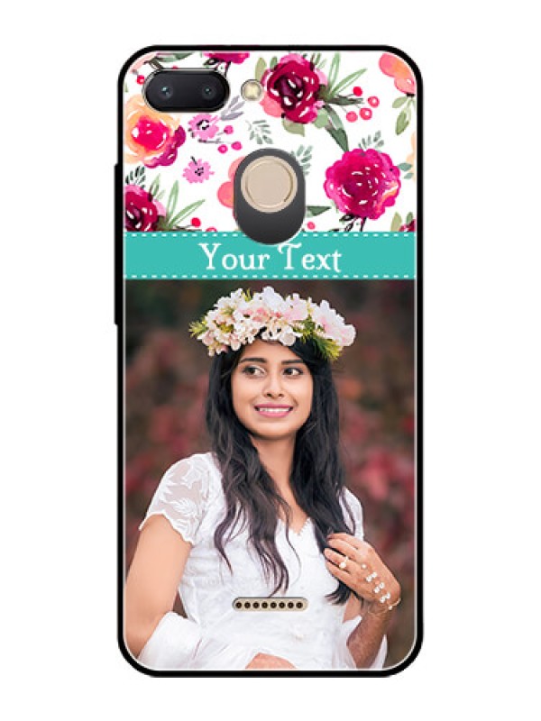 Custom Redmi 6 Custom Glass Phone Case  - Watercolor Floral Design