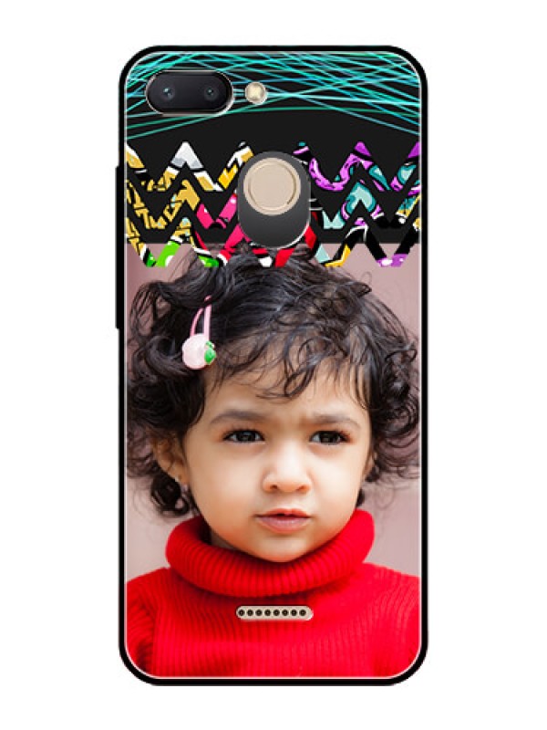 Custom Redmi 6 Personalized Glass Phone Case  - Neon Abstract Design