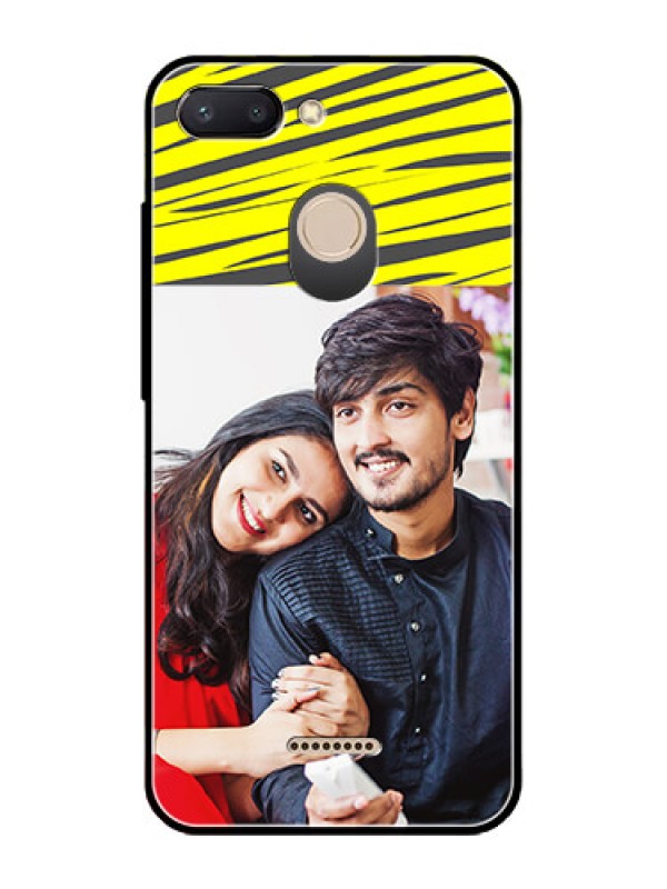 Custom Redmi 6 Photo Printing on Glass Case  - Yellow Abstract Design
