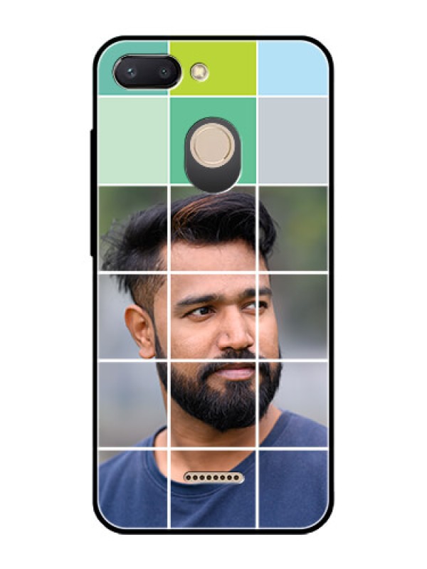 Custom Redmi 6 Photo Printing on Glass Case  - with white box pattern 