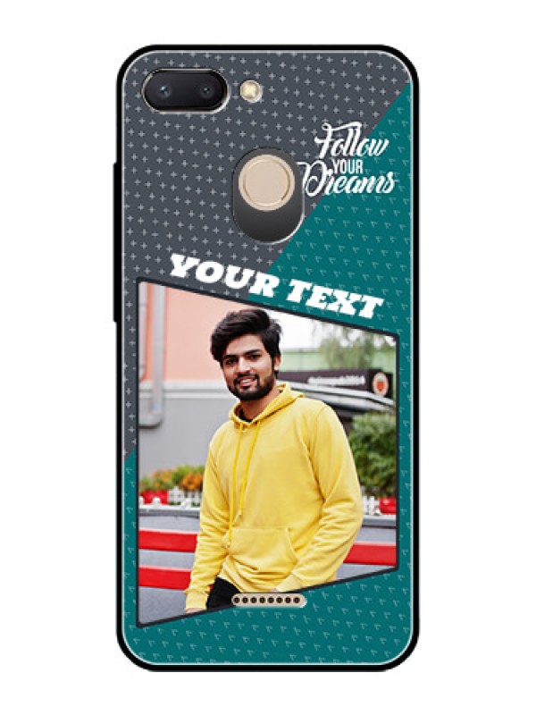 Custom Redmi 6 Personalized Glass Phone Case  - Background Pattern Design with Quote