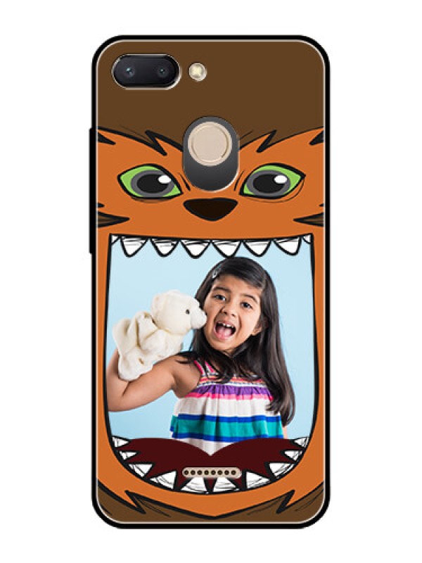 Custom Redmi 6 Photo Printing on Glass Case  - Owl Monster Back Case Design