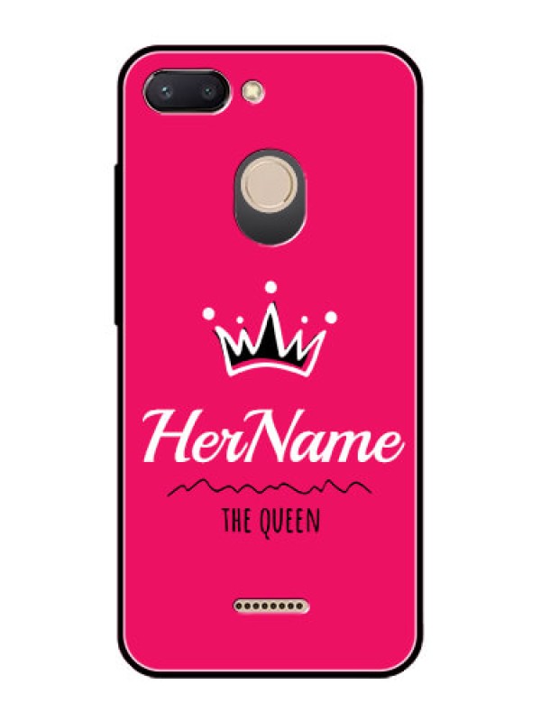 Custom Redmi 6 Glass Phone Case Queen with Name