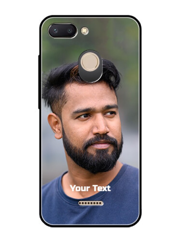 Custom Redmi 6 Glass Mobile Cover: Photo with Text
