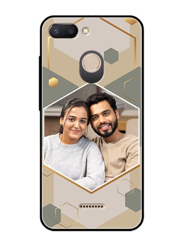 Custom Xiaomi Redmi 6 Photo Printing on Glass Case - Stylish Hexagon Pattern Design