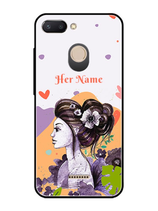 Custom Xiaomi Redmi 6 Personalized Glass Phone Case - Woman And Nature Design