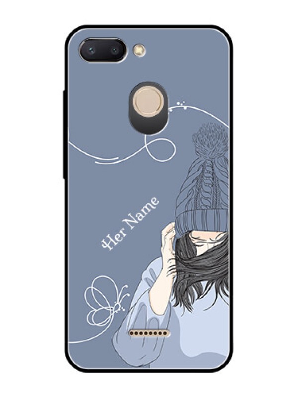 Custom Xiaomi Redmi 6 Custom Glass Mobile Case - Girl in winter outfit Design