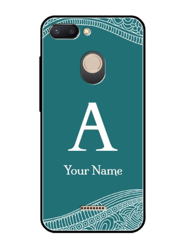 Custom Xiaomi Redmi 6 Personalized Glass Phone Case - line art pattern with custom name Design