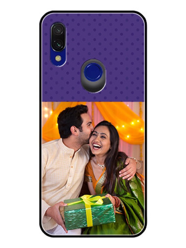 Custom Redmi 7 Personalized Glass Phone Case  - Violet Pattern Design