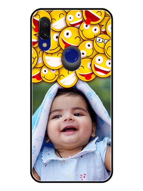 Custom Redmi 7 Custom Glass Mobile Case  - with Smiley Emoji Design