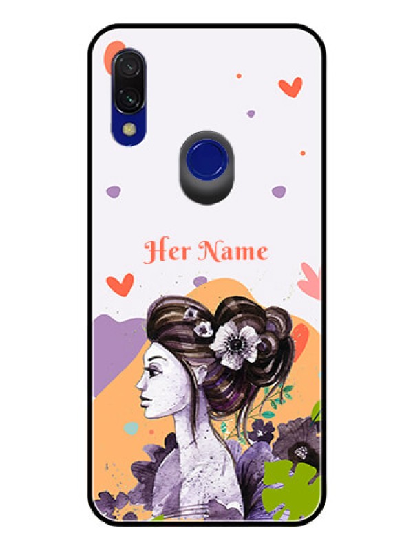 Custom Xiaomi Redmi 7 Personalized Glass Phone Case - Woman And Nature Design