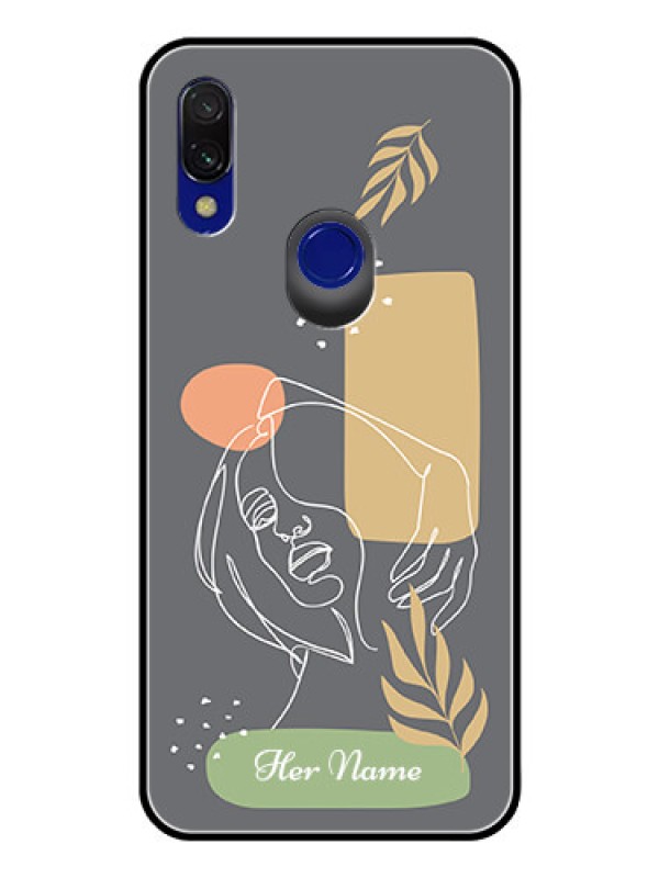 Custom Xiaomi Redmi 7 Custom Glass Phone Case - Gazing Woman line art Design