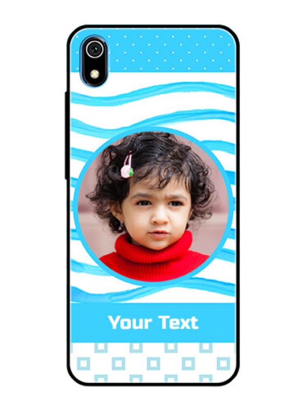 Custom Redmi 7A Custom Glass Phone Case  - Simple Blue Case Design