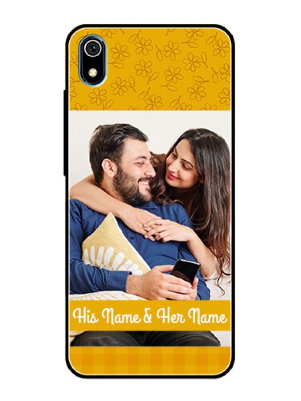 Custom Redmi 7A Custom Glass Mobile Case  - Yellow Floral Design