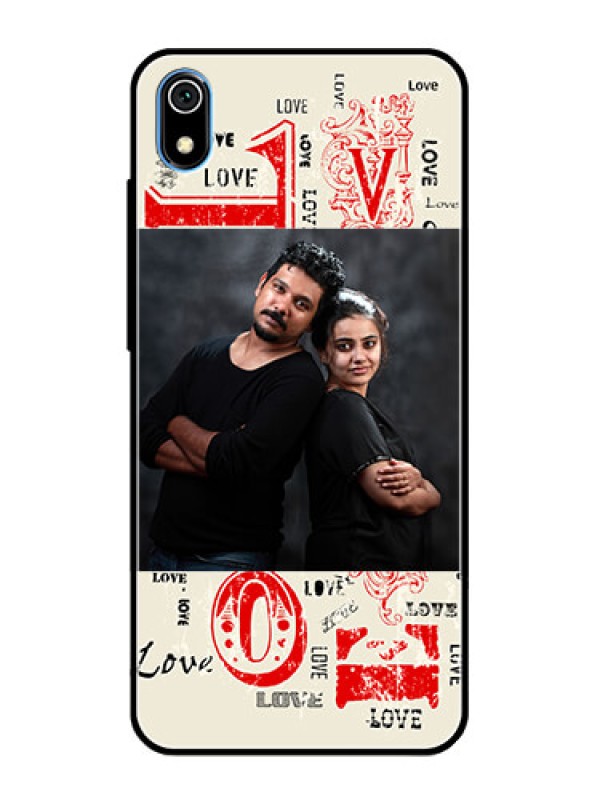 Custom Redmi 7A Photo Printing on Glass Case  - Trendy Love Design Case