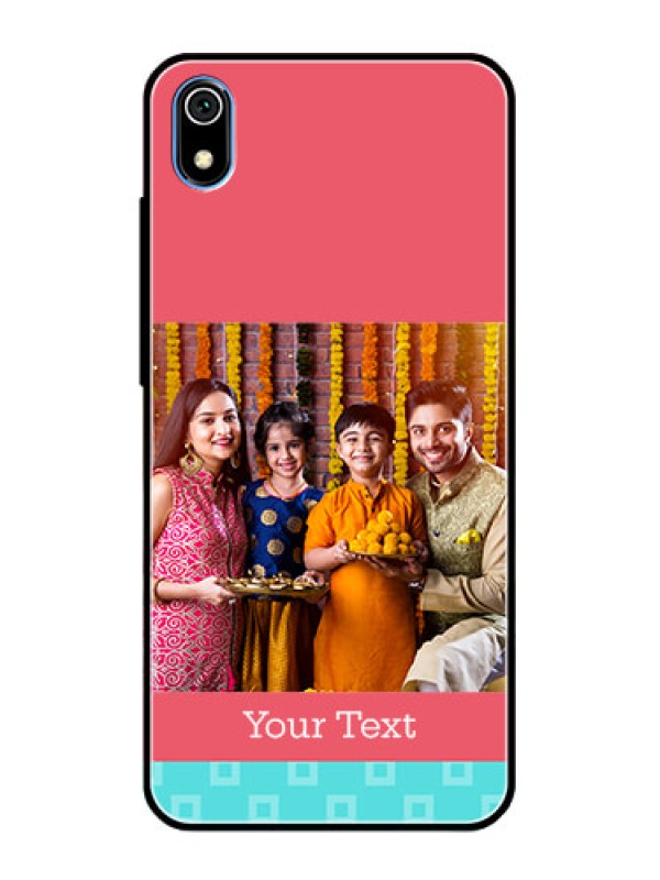 Custom Redmi 7A Personalized Glass Phone Case  - Peach & Blue Color Design