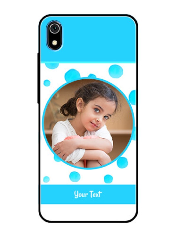 Custom Redmi 7A Photo Printing on Glass Case  - Blue Bubbles Pattern Design