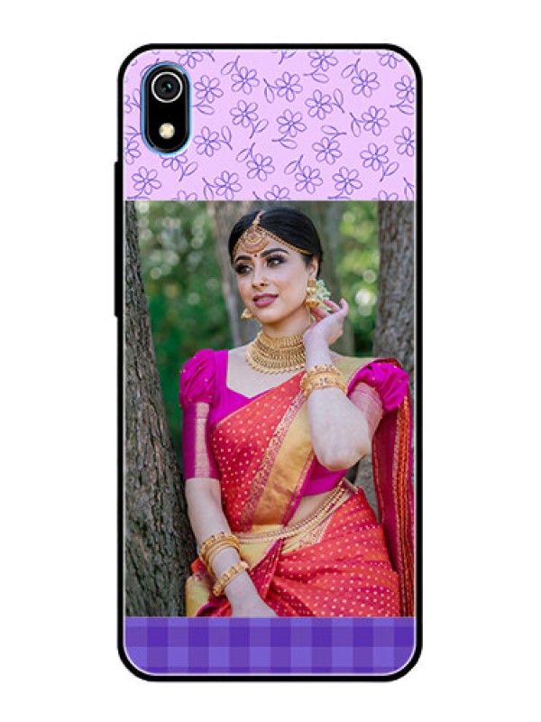 Custom Redmi 7A Custom Glass Phone Case  - Purple Floral Design