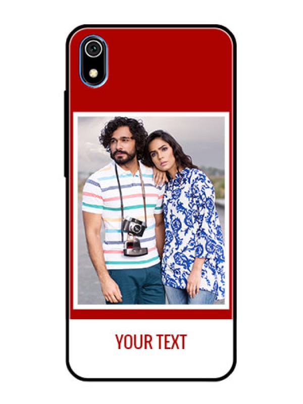 Custom Redmi 7A Personalized Glass Phone Case  - Simple Red Color Design
