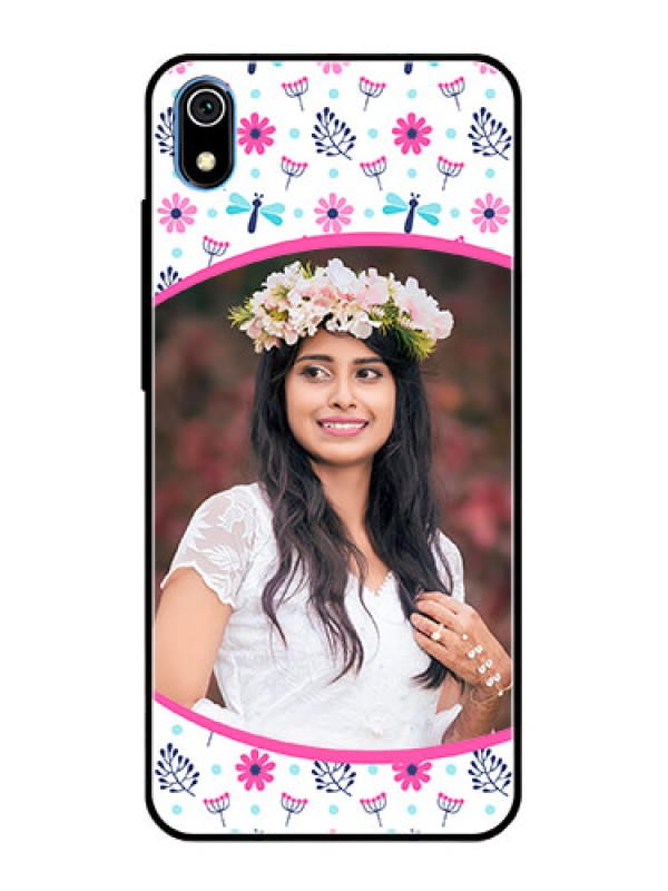 Custom Redmi 7A Photo Printing on Glass Case  - Colorful Flower Design