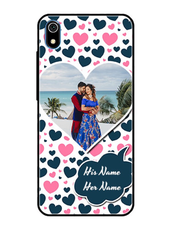 Custom Redmi 7A Custom Glass Phone Case  - Pink & Blue Heart Design