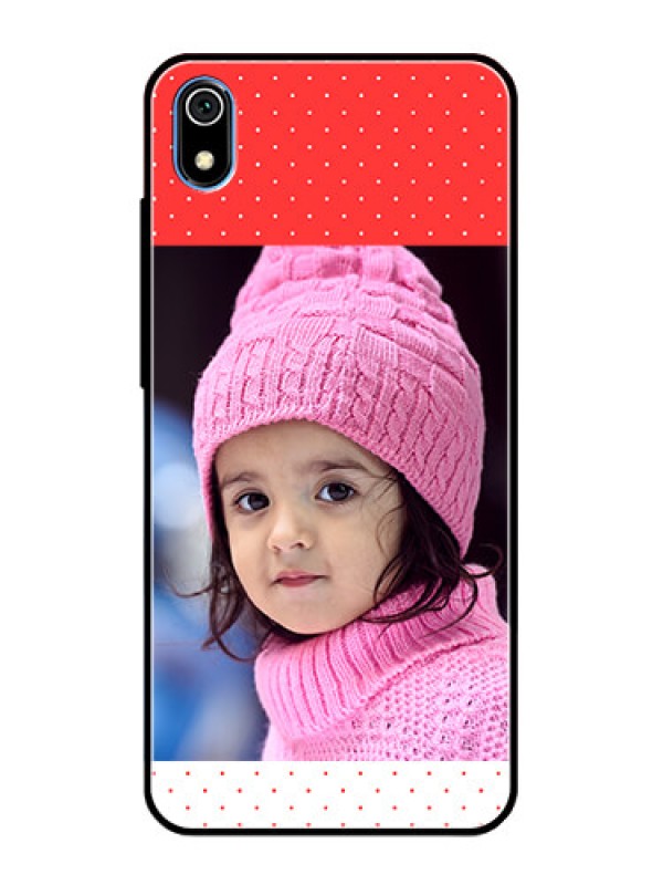 Custom Redmi 7A Photo Printing on Glass Case  - Red Pattern Design