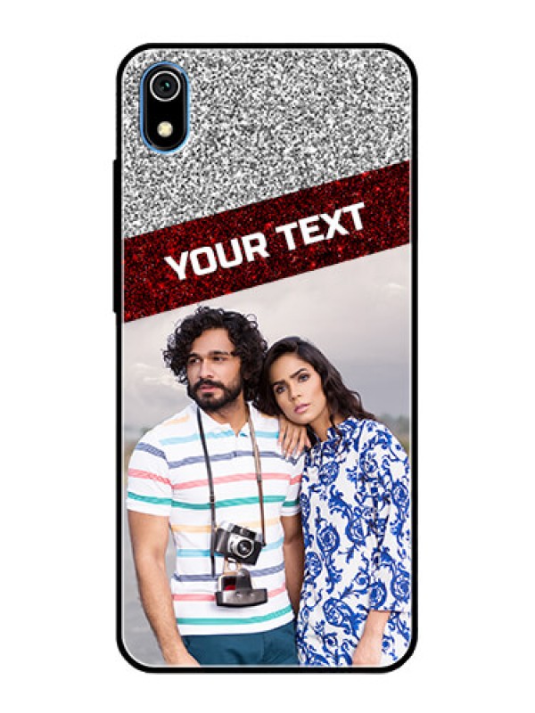 Custom Redmi 7A Personalized Glass Phone Case  - Image Holder with Glitter Strip Design