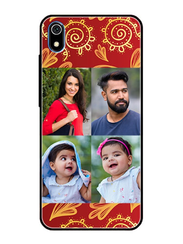 Custom Redmi 7A Photo Printing on Glass Case  - 4 Image Traditional Design