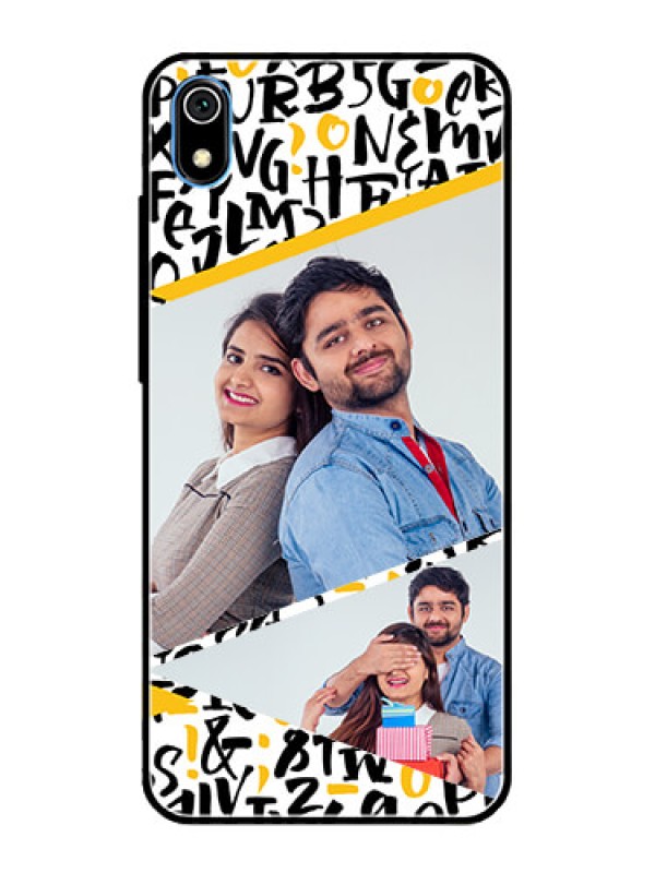 Custom Redmi 7A Custom Glass Mobile Case  - Letters Pattern Design