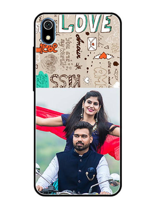 Custom Redmi 7A Custom Glass Phone Case  - Love Doodle Pattern 