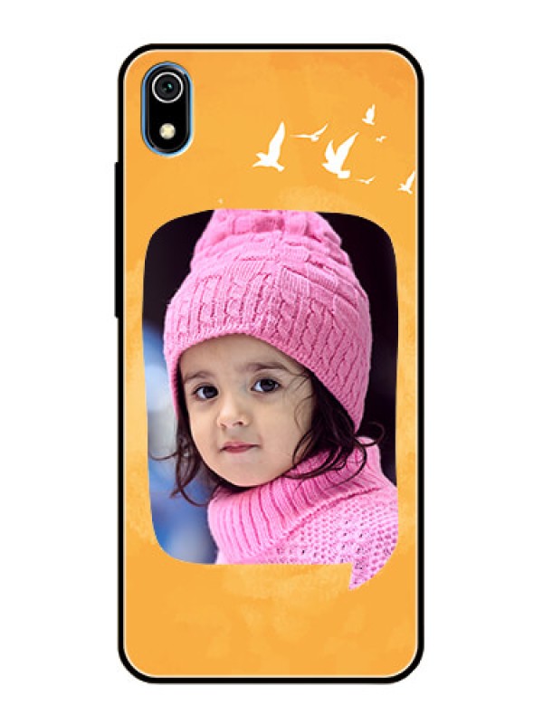 Custom Redmi 7A Personalized Glass Phone Case  - Water Color Design with Bird Icons
