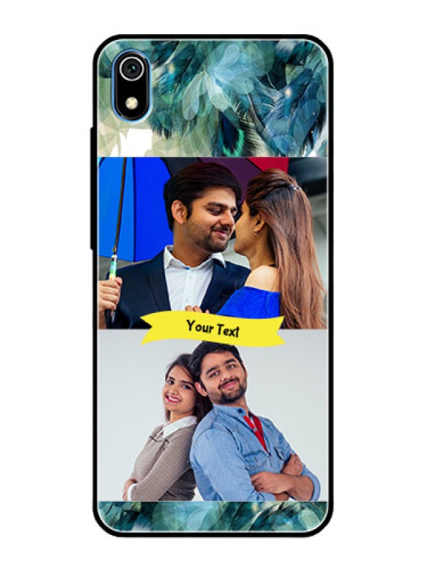 Custom Redmi 7A Personalized Glass Phone Case  - Image with Boho Peacock Feather Design