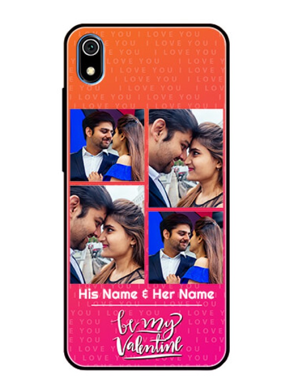 Custom Redmi 7A Custom Glass Phone Case  - I Love You Pink Design