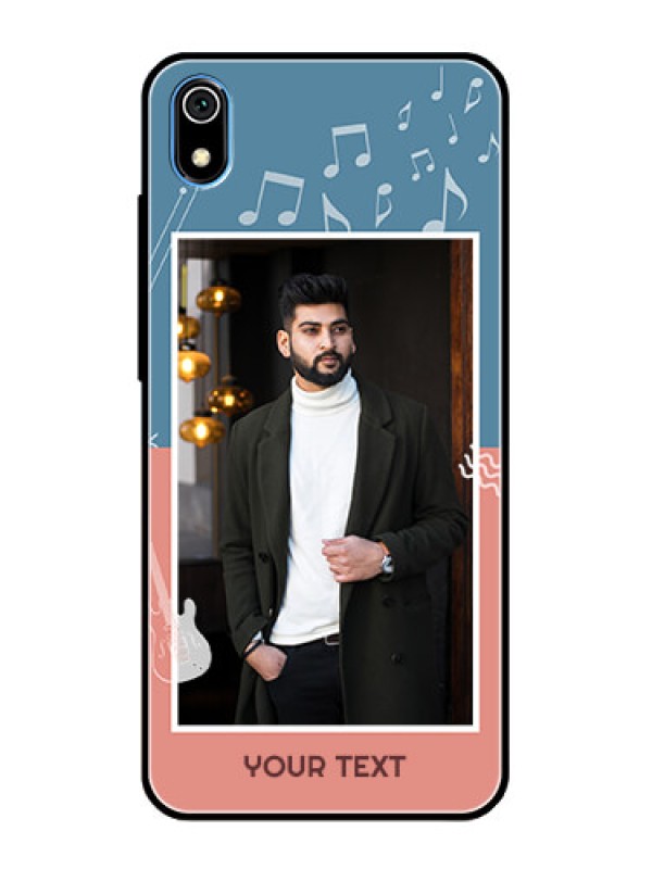 Custom Redmi 7A Photo Printing on Glass Case  - with Color Musical Note Design