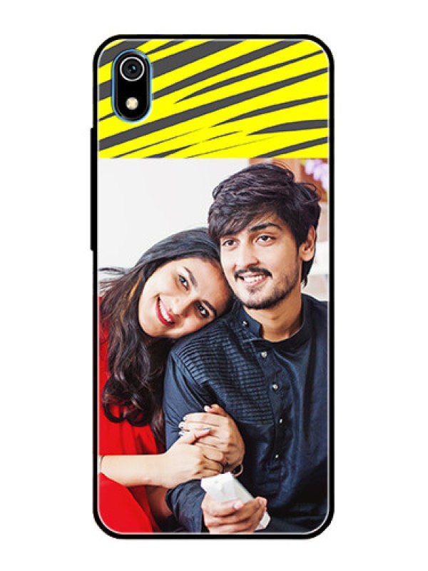 Custom Redmi 7A Photo Printing on Glass Case  - Yellow Abstract Design