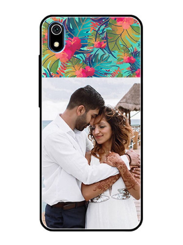 Custom Redmi 7A Photo Printing on Glass Case  - Watercolor Floral Design
