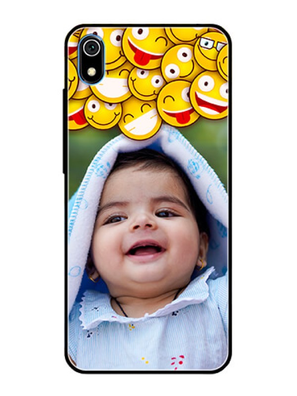 Custom Redmi 7A Custom Glass Mobile Case  - with Smiley Emoji Design