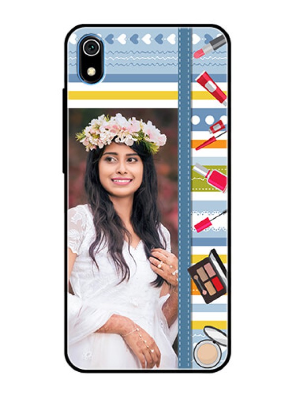 Custom Redmi 7A Personalized Glass Phone Case  - Makeup Icons Design