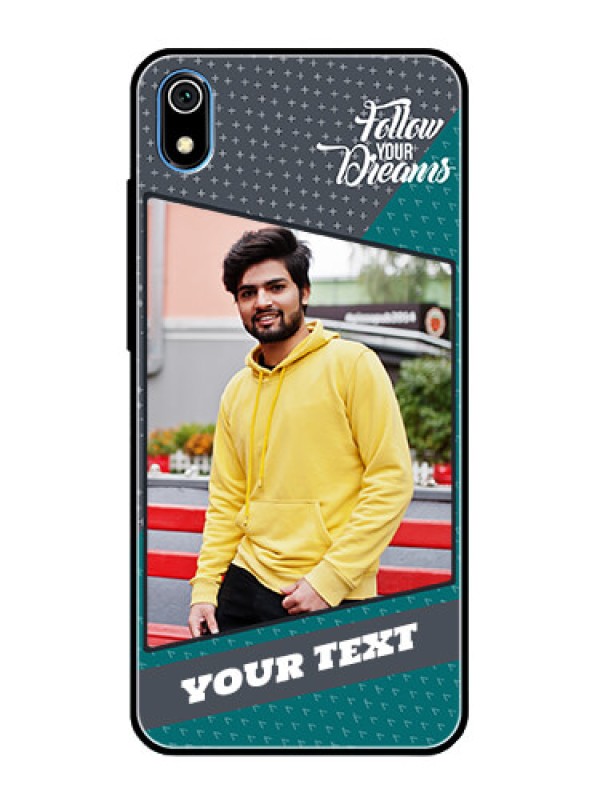 Custom Redmi 7A Personalized Glass Phone Case  - Background Pattern Design with Quote